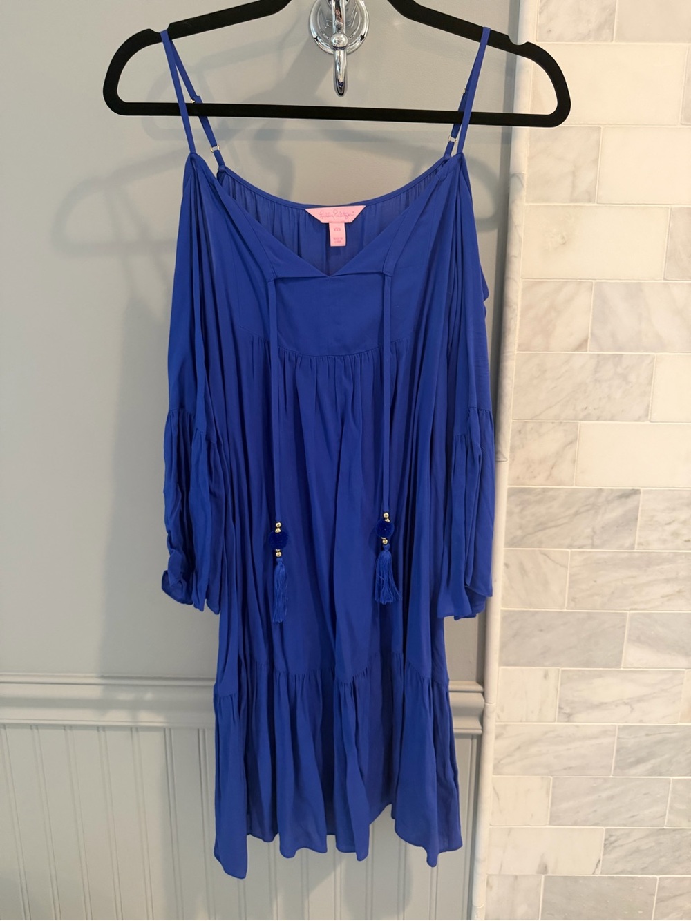 Lilly Pulitzer Electric Blue Cold-Shoulder Mini Dress